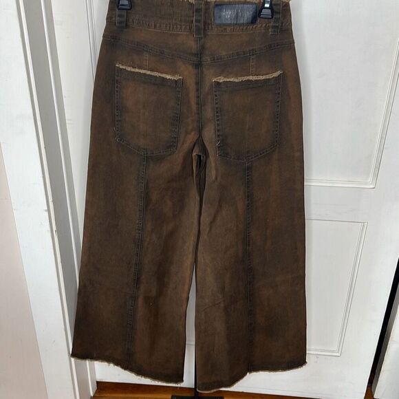 Dolls Kill Darker Waves FADER OVERSIZED BAGGY PANTS Brown Acid Wash Size XS Nwt - Picture 4 of 7
